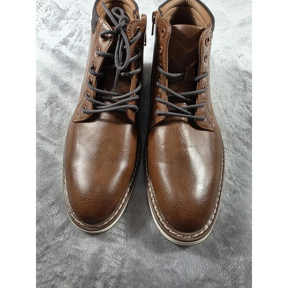STEVE MADDEN P-Jelen Men's SIZE‎ 8 Chukka Boot Brown / Cognac Ankle Zipper NIB